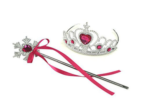 Picture of Kuzhi Frozen Crown Tiara and Wand Set - Silver Heart Jewel (Cherry,Snowflake Wand)