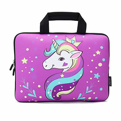 Picture of 12 Inch Laptop Sleeve Carrying Bag Protective Case Neoprene Sleeve Tote Tablet Cover Notebook Briefcase Bag with Handle for Women Men(Unicorn,12")