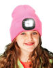 Picture of Beanie Hat with Light for Kids,Unisex USB Rechargeable Hands Free 4 LED Headlamp Cap Winter Knitted Night Lighted Hat Flashlight, Gifts for kids Boys Girls (Pink)