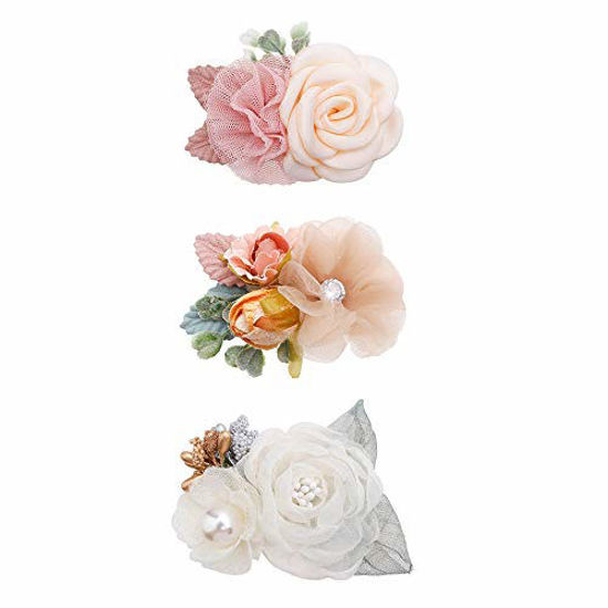 Picture of Flower Hair Clips Set-Cherrboll 3pcs Floral Hair Bow Accessories for Baby Girl Toddles Teen Gifts