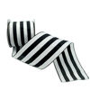 Picture of CSZD RIBBON Black White Stripe Wired Ribbon Wired Edge Ribbon 2.5" Wide 10 Yards Roll for Gift Wrapping DIY Christmas Tree Decor, Wreaths,Garlands, Bows (Black)