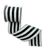 Picture of CSZD RIBBON Black White Stripe Wired Ribbon Wired Edge Ribbon 2.5" Wide 10 Yards Roll for Gift Wrapping DIY Christmas Tree Decor, Wreaths,Garlands, Bows (Black)