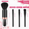 Picture of 2 Sets Small Makeup Brush Set 4 in 1 Makeup Brush Portable Travel Lip Brush Foundation Blending Powder Brush Retractable Mini Facial Cosmetic Makeup Brush Set (Black, White)