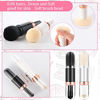 Picture of 2 Sets Small Makeup Brush Set 4 in 1 Makeup Brush Portable Travel Lip Brush Foundation Blending Powder Brush Retractable Mini Facial Cosmetic Makeup Brush Set (Black, White)