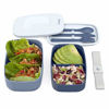 Picture of Bentgo Classic - All-in-One Stackable Bento Lunch Box Container - Modern Bento-Style Design Includes 2 Stackable Containers, Built-in Plastic Utensil Set, and Nylon Sealing Strap (Slate)