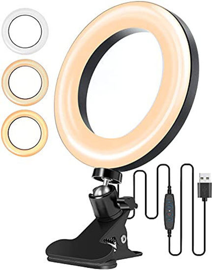 Picture of Video Conference Lighting, 6.3 Zoom Calls Ring Light for Computer, Laptop, PC, Desk, with 3 Light Modes 11 Level, Ring Light Clip On for Remote Working, Distance Learning Video Conferencing, Meeting