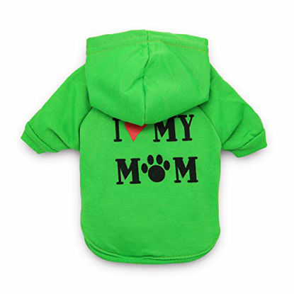 Picture of DroolingDog Dog T Shirt Green I Love My Mom Shirts Puppy Clothes for Small Dogs Large Green