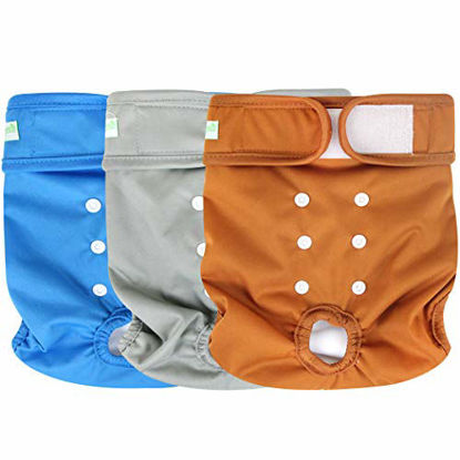 Picture of Wegreeco Washable Reusable Premium Dog Diapers, Medium, Natural Color, for Female Dog, Pack of 3