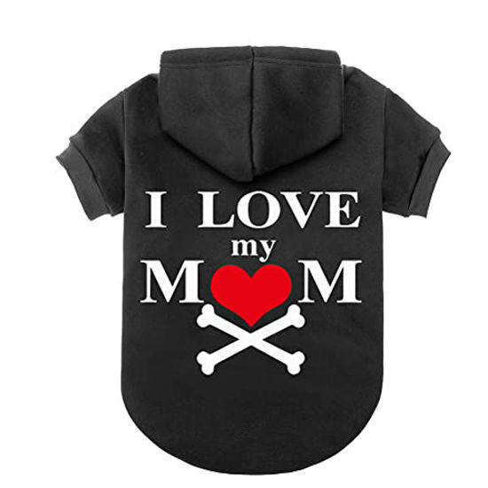 Picture of EXPAWLORER Dog Hoodie Black - Fleece Sweatshirt Hoodies Love Mom Costumes