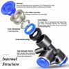 Picture of Tailonz Pneumatic Blue 1/2 inch OD Tee Plastic Push to Connect Fittings 3 Ways Tube Connect Push Fit Push Lock PE-1/2(Pack of 10)