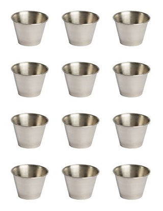 Picture of ehomeA2Z Ramekin Stainless Steel Condiment Sauce Cups Au Jus Commercial Grade 24 Pack (24, 2.5 oz)