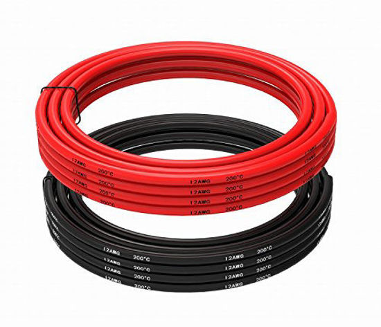 12 Gauge Stranded Copper Wire 10 ft red and 10 ft Black Flexible Silicone  12 AWG Wire