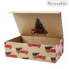 Picture of WRAPAHOLIC 1 Pcs Christmas Gift Box with Lid - 14x9x4.3 Inches Red Truck with Christmas Tree Design Gift Box, Collapsible Gift Box with Magnetic Closure and 2 Pcs Tissue Paper