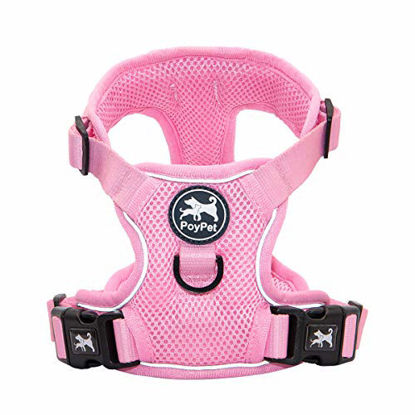 Picture of PoyPet Reflective Soft Breathable Mesh Dog Harness No Choke Double Padded Vest Adjustable(Light Pink,S)