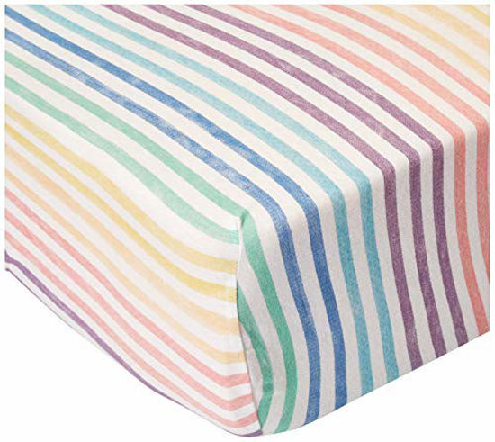 Picture of HonestBaby Organic Cotton Fitted Crib Sheet, Rainbow Stripe, One Size