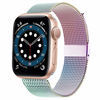 Picture of Swhatty Compatible for Apple Watch Band 38mm 40mm 42mm 44mm, Stainless Steel Mesh Loop Magnetic Closure Adjustable Metal Strap Compatible for iWatch Series 6/5/4/3/2/1/SE (42mm/44mm Colorful)