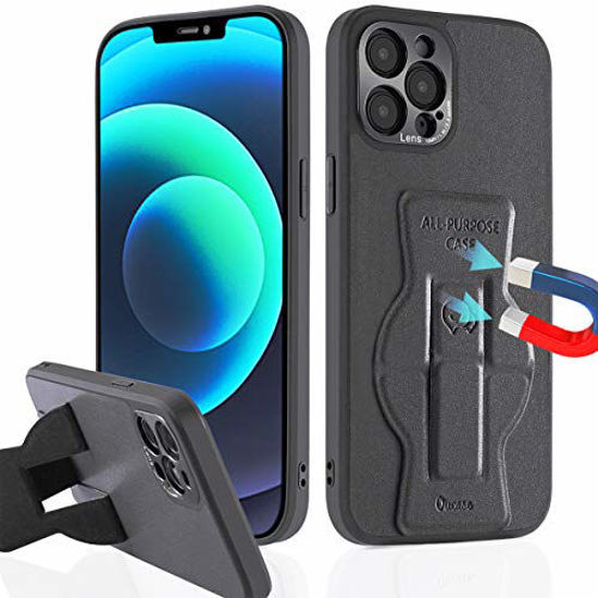 Magnetic Case for iPhone 12 Pro Max Built in Strong Magnets Support Magnetic Car Mount Stick to Metal Surface Premium PU Leather Phone Case with