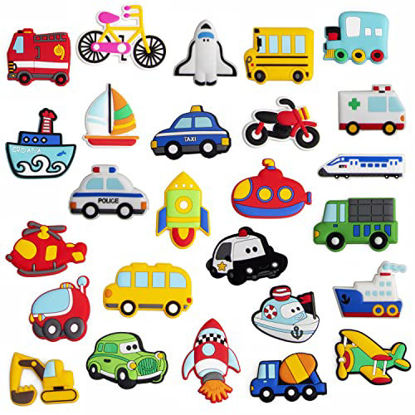 Picture of WISESTAR 26PCS Transports Rubber Fridge Magnets for Kids Toddlers - Aircraft, Boat, Vehicle, Car Refrigerator Magnet for Whiteboard - Educational Toy Tool School Prize Birthday Gift- Kids Over 6 years