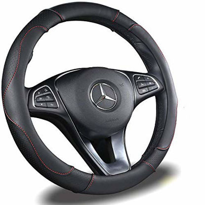 Picture of Binsheo Automative Car Steering Wheel Cover 15 inch Comfort Durability Safety Anti-Slip,Black