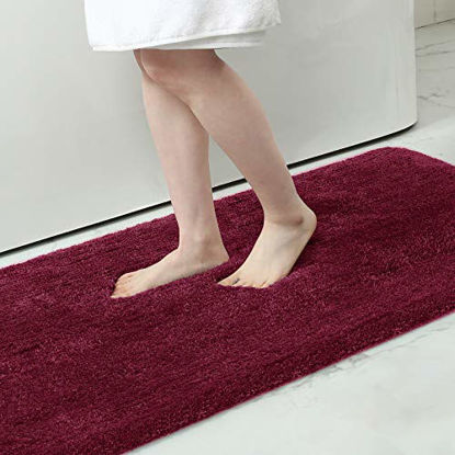 Picture of Buganda Microfiber Bathroom Rugs (17x24, Wine Red) Shaggy Soft and Absorbent, Non Slip, Thick Plush, Machine Washable Bath Mat and Bath Rugs for Bathroom