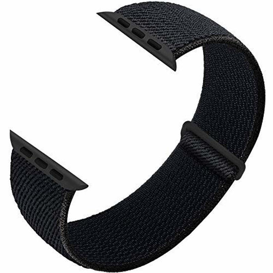 Picture of Sport Loop Band Compatible with Apple Watch Band 38mm 40mm 42mm 44mm iWatch Series 6 5 SE 4 3 2 1 Strap, Nylon Velcro Women Men Stretchy Elastic Braided Wristband, 38mm 40mm Dark Black