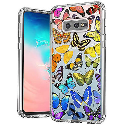 Picture of MOSNOVO Rainbow Butterfly Case for Samsung Galaxy S10e, Women Girls Clear Design Transparent Plastic Hard Back Case with TPU Bumper Protective Case Cover for Samsung Galaxy S10e