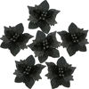 Picture of Sea Team 6-Pack Artificial Glitter Poinsettia Christmas Flower Ornaments Tree Decorations, 10-inch, Black