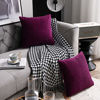 Picture of DEZENE 16x16 Purple Throw Pillow Cases: 2 Pack Original Striped Velvet Square Decorative Pillow Covers for Farmhouse Couch