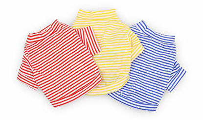 Picture of DroolingDog Dog Clothes Pet Striped T-Shirt Plain Puppy Apparel for Small Dogs, XS, Pack of 3