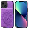 Picture of Vaburs Wallet Case for iPhone 13 Mini, Kickstand Case with Credit Card Holder, Embossed Mandala Floral Pattern Premium PU Leather Magnetic Closure Shockproof Protective Flip Cover 5.4" (Purple)