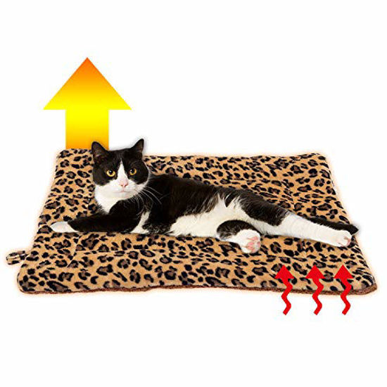 Picture of FLYSTAR Cat Bed Mat - Self Heating Warming Leopard Cute Cat Pad, Soft Flannel & Cotton, Comfortable Cat Mat Indoor Suitable for Small, Medium, Large Cats/Puppies