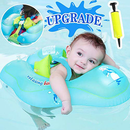 Picture of Camlinbo Anti-Slip Crotch Baby Swimming Float Ring - Baby Spring Floats Swim Trainer Newborn Baby Kid Toddler Summer Outdoor Beach Water Bath Toy Swimming Pool Accessories (Green, X-Large)