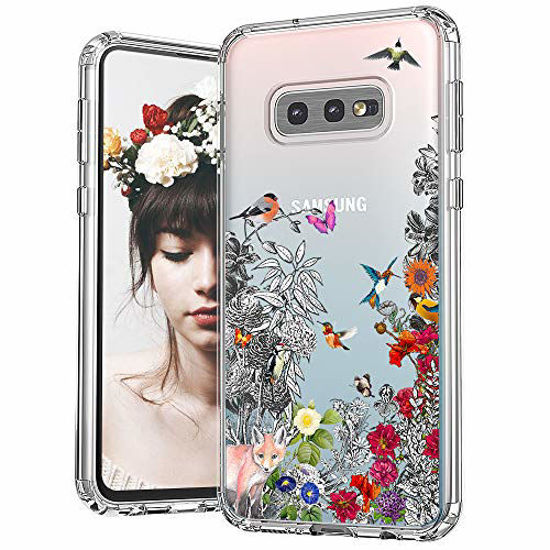 Picture of MOSNOVO Galaxy S10e Case,Floral Humming Bird Flower Pattern Clear Design Transparent Plastic Back Case with Shockproof TPU Bumper Protective Case Cover for Samsung Galaxy S10e