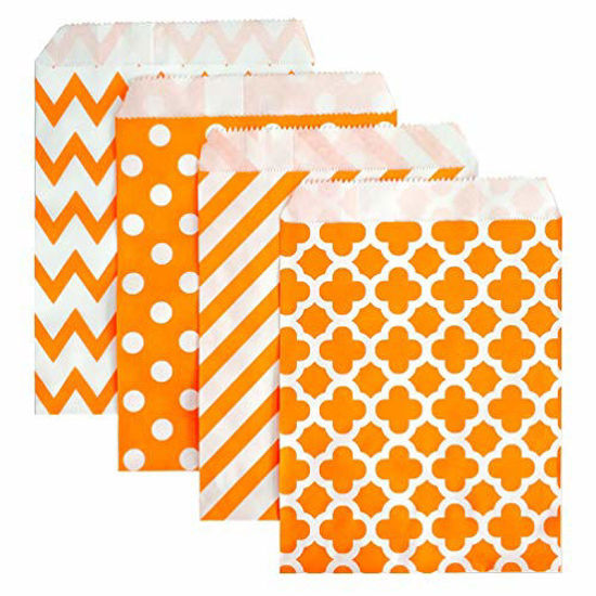 Picture of KEYYOOMY 200 Pcs Candy Buffet Bags Small Paper Treat Bags (Orange, 5 inch X 7 inch)