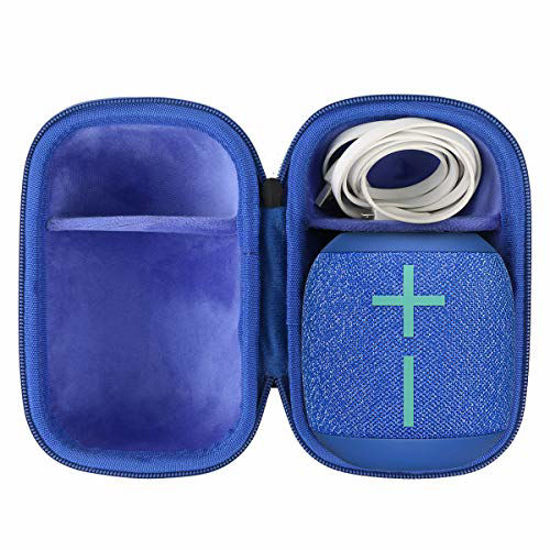 Picture of co2CREA Hard Travel Case Replacement for Ultimate Ears UE Wonderboom 1/2 Portable Waterproof Bluetooth Speaker (Deep Space Case) (Black Case + Inside Bermuda Blue)