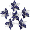 Picture of Sea Team 12-Pack Artificial Glitter Poinsettia Christmas Flower Ornaments Tree Decorations, 6.5-inch, Blue