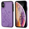 Picture of iPhone X Case Wallet with Card Holder, Vaburs iPhone Xs Embossed Butterfly Premium PU Leather Double Magnetic Buttons Flip Shockproof Protective Case Cover for iPhone X/Xs (5.8", Purple)