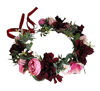 Picture of DDazzling Women Flower Headband Wreath Crown Floral Wedding Garland Wedding Festivals Photo Props (Burgundy and Pink Flower)