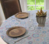 Picture of Elastic Edged Flannel Backed Vinyl Fitted Table Cover - Multi-Color Geometric Pattern - Oblong/Oval Fits Tables Up to 48"W x 68"L