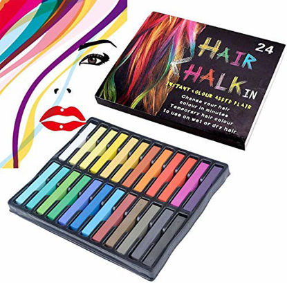 Picture of Temporary Hair Chalk - Washable Hair Color Safe for Kids And Teen - For Halloween Cosplay Party Girls Gift Kids Toy Birthday Christmas Gifts For Girls - 24 Bright Colors