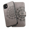 Picture of Vofolen 2-in-1 Case for iPhone 11 Case Wallet Credit Card Holder ID Slot Detachable Hybrid Protective Slim Hard Shell Magnetic PU Leather Folio Pocket Flip Cover for iPhone 11 6.1 inch Mandala Grey