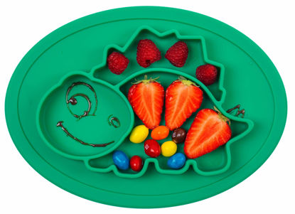 Picture of Qshare Toddler Plate, Portable Baby Plate for Toddlers and Kids, BPA-Free FDA Approved Strong Suction Plates for Toddlers, Dishwasher and Microwave Safe Silicone Placemat 11x8x1 inch