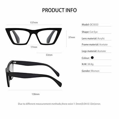 Picture of OCCI CHIARI Reading Glasses for Women Cat Eye Fashion Reader 0 1.0 1.25 1.5 1.75 2.0 2.25 2.5 2.75 3.0 3.5 4.0 5.0 6.0 (Black,2.5)