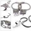 Picture of 9.8Inch Metal Handcuffs for Kids, Costume Accessories Metal Handcuffs, 6PCS Pretend Play Toy Hand Cuffs with Keys, 3Whistles