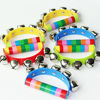 Picture of 6 Pcs Vivid Color Rainbow Handle Wooden Bells Jingle Stick Shaker Rattle Baby Kids Children Musical Toys