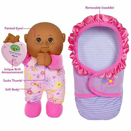 Picture of Cabbage Patch Kids Official, Newborn Baby African American Girl Doll - Comes with Swaddle Blanket and Unique Adoption Birth Announcement