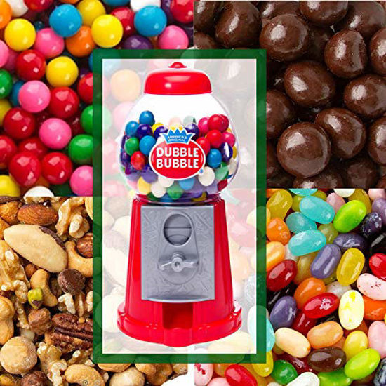 Picture of PlayO 7" Coin Operated Gumball Machine Toy Bank - Dubble Bubble Classic Style Includes 23 Gum Balls - Kids Coin Bank Candy Dispenser - Birthday Parties, Novelties, Party Favors and Supplies (Red)