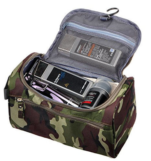 Picture of Vercord Mens Toiletry Bag Wash Travel Small Shaving Dop Kit Shower Bathroom Ditty Hygiene Bag Camo Dark Green