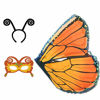 Picture of Kids Butterfly-Wings Costume for Girls with Dress Up Antenna Headband & Mask, Halloween Masquerade Party (Orange)