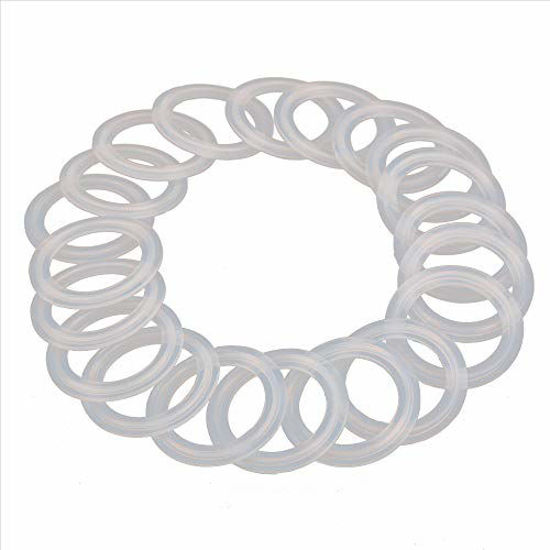 Picture of HODEE 20 PCS Sanitary Triclamp Tri Clamp Silicone Gasket 1.5" 1.5 inchOD: 50.5mm, ID: 35.1mm Dairy Brewing TRI Clover 1-1/2 Triclover Clear Transparent Silicone Gasket